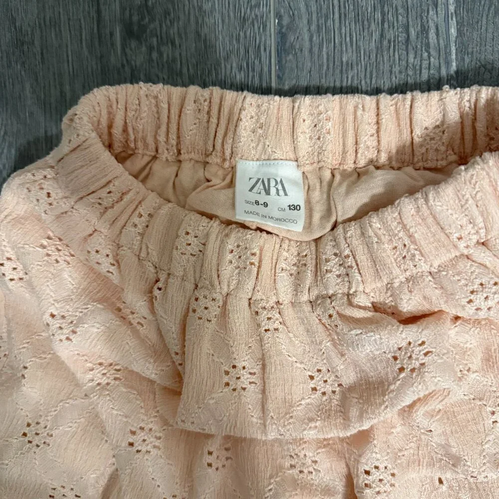 ZARA Kids Pink Eyelet Skirt - Size 8